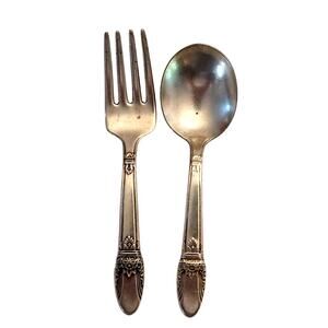 1847 Rogers Bros First Love Toddler Spoon Fork Set Vintage 1937 YK